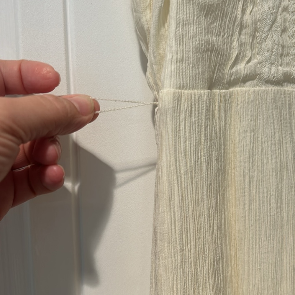 Sleeveless Button Down Ivory Tie Dress - Picture 7 of 9